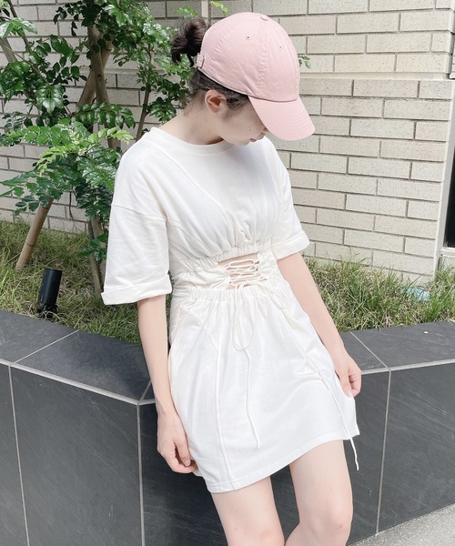 lilLilly（リルリリー）の「2wayレースアップワンピース（ワンピース・レディース・ホワイト/レッド/ブルー/ブラック・FREE）」の9枚目の写真