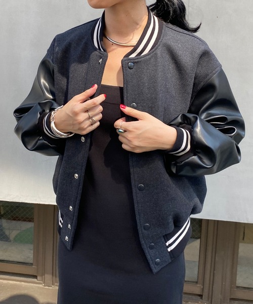 SHENERY（シーナリー）の「メルトン×フェイクレザースタジャン