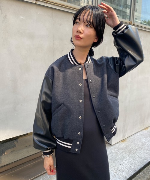 SHENERY（シーナリー）の「メルトン×フェイクレザースタジャン
