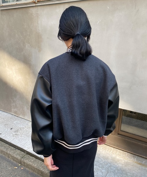 メルトン×フェイクレザースタジャン PUBLUX/別注 メルトンフェイクレザースタジャン【限定展開