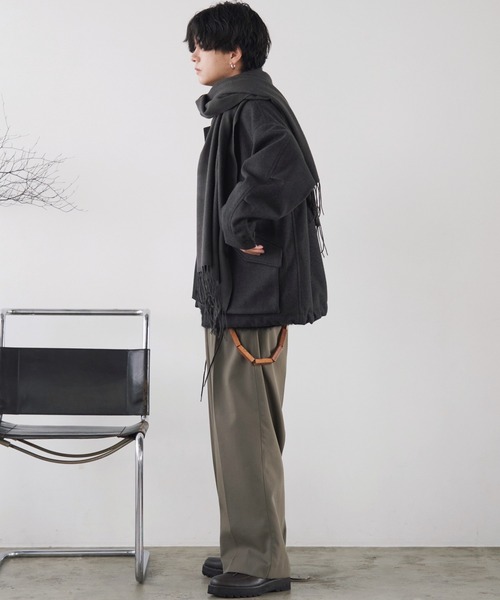 Y's ワイズ マフラー グレー系(ボーダー) - 2200125J0152 CASHMERE BLEND SOFT STOLE（マフラー）｜WYM LIDNM（ウィム