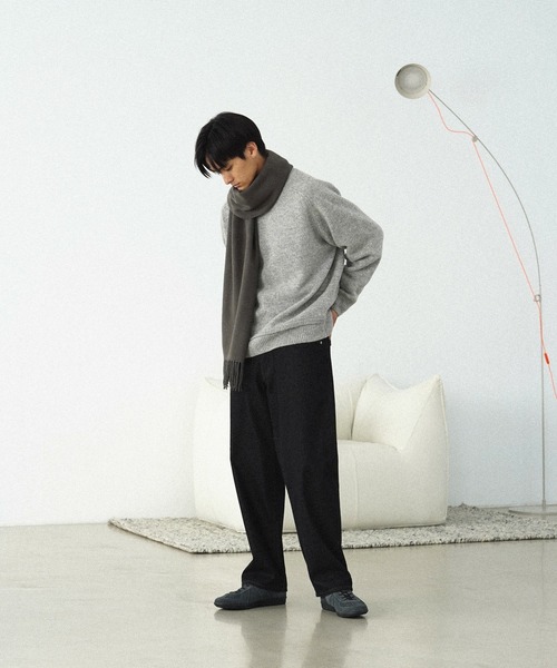 Y's ワイズ マフラー グレー系(ボーダー) - 2200125J0152 CASHMERE BLEND SOFT STOLE（マフラー）｜WYM LIDNM（ウィム