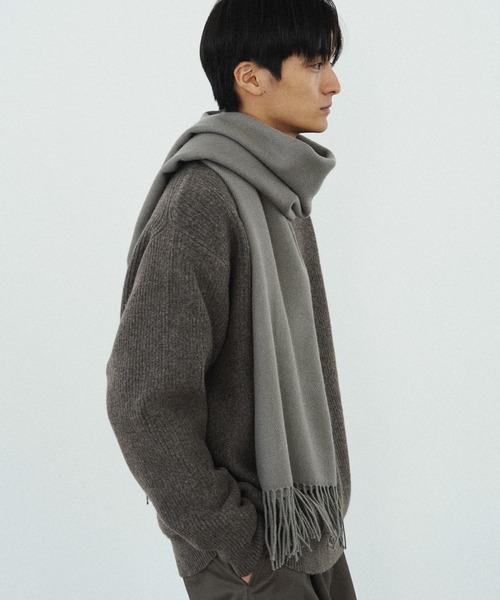 Y's ワイズ マフラー グレー系(ボーダー) - 2200125J0152 CASHMERE BLEND SOFT STOLE(マフラー)|WYM LIDNM(ウィム