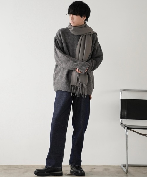 Y's ワイズ マフラー グレー系(ボーダー) - 2200125J0152 CASHMERE BLEND SOFT STOLE（マフラー）｜WYM LIDNM（ウィム
