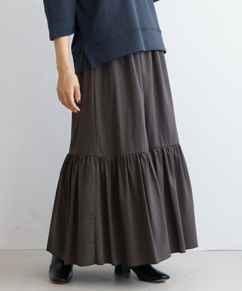 ZAKKA-BOX（ザッカボックス）の「ティアードロングスカート（スカート・レディース・ブラウン/カーキ/ブラック・FREE）」の3枚目の写真