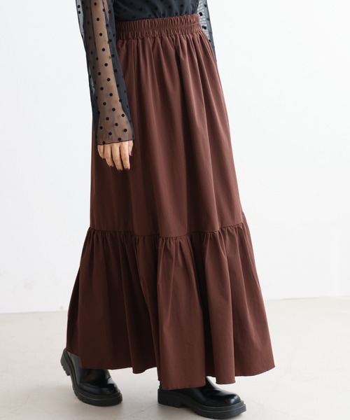 ZAKKA-BOX（ザッカボックス）の「ティアードロングスカート（スカート・レディース・ブラウン/カーキ/ブラック・FREE）」の4枚目の写真