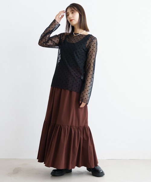 ZAKKA-BOX（ザッカボックス）の「ティアードロングスカート（スカート・レディース・ブラウン/カーキ/ブラック・FREE）」の6枚目の写真