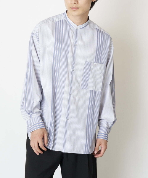 a.v.v（アーヴェヴェ）の「リングドットストライプBIGシャツ（シャツ/ブラウス・メンズ・ライトブルー/ベージュ・46/50/48/44）」の2枚目の写真