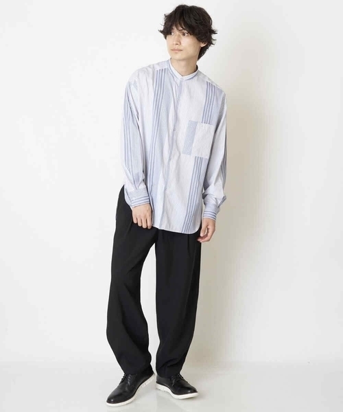 a.v.v（アーヴェヴェ）の「リングドットストライプBIGシャツ（シャツ/ブラウス・メンズ・ライトブルー/ベージュ・46/50/48/44）」の4枚目の写真