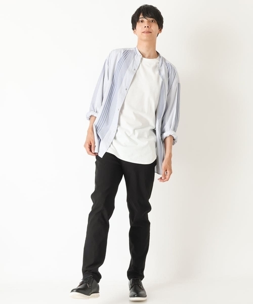 a.v.v（アーヴェヴェ）の「リングドットストライプBIGシャツ（シャツ/ブラウス・メンズ・ライトブルー/ベージュ・46/50/48/44）」の7枚目の写真