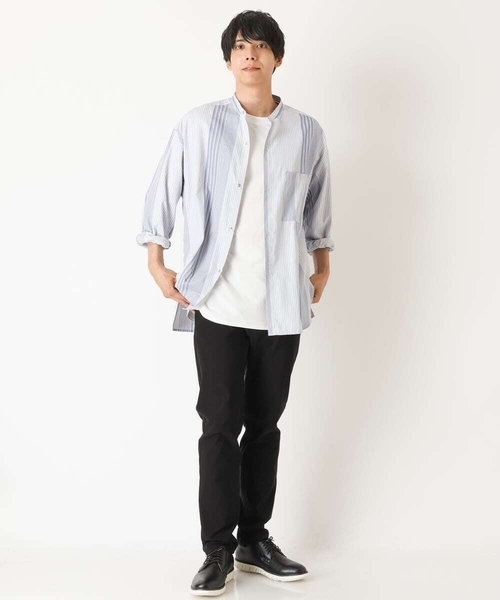 a.v.v（アーヴェヴェ）の「リングドットストライプBIGシャツ（シャツ/ブラウス・メンズ・ライトブルー/ベージュ・46/50/48/44）」の8枚目の写真