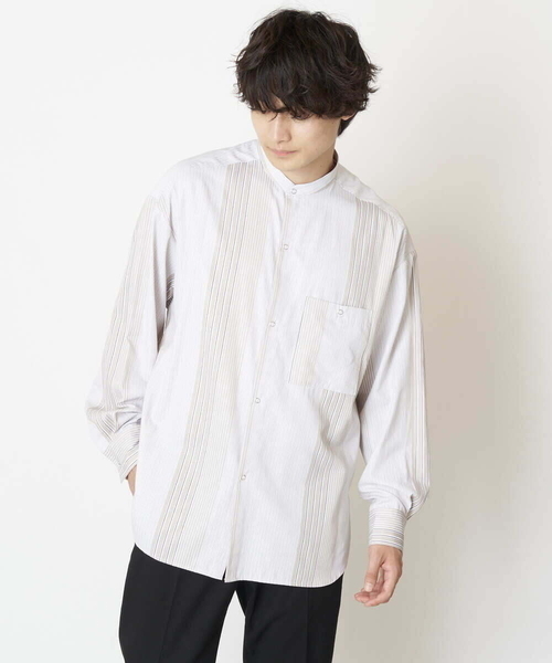 a.v.v（アーヴェヴェ）の「リングドットストライプBIGシャツ（シャツ/ブラウス・メンズ・ライトブルー/ベージュ・46/50/48/44）」の13枚目の写真