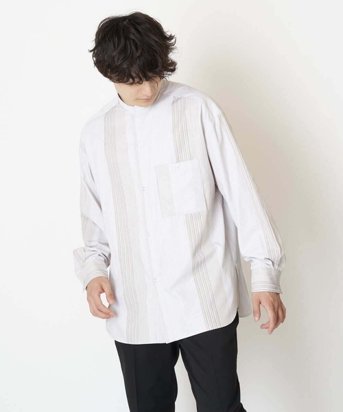 a.v.v（アーヴェヴェ）の「リングドットストライプBIGシャツ（シャツ/ブラウス・メンズ・ライトブルー/ベージュ・46/50/48/44）」の14枚目の写真