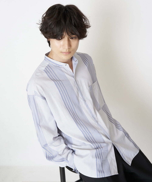 a.v.v（アーヴェヴェ）の「リングドットストライプBIGシャツ（シャツ/ブラウス・メンズ・ライトブルー/ベージュ・46/50/48/44）」の15枚目の写真