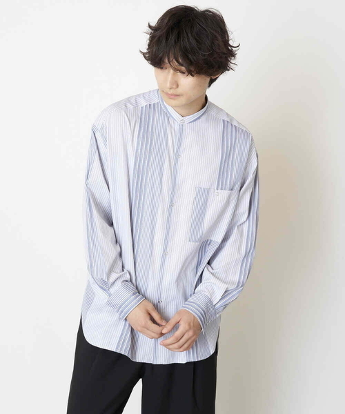 a.v.v（アーヴェヴェ）の「リングドットストライプBIGシャツ（シャツ/ブラウス・メンズ・ライトブルー/ベージュ・46/50/48/44）」の16枚目の写真