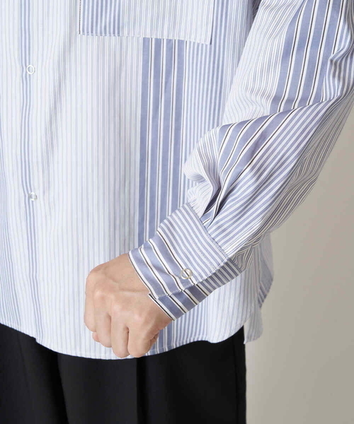 a.v.v（アーヴェヴェ）の「リングドットストライプBIGシャツ（シャツ/ブラウス・メンズ・ライトブルー/ベージュ・46/50/48/44）」の22枚目の写真