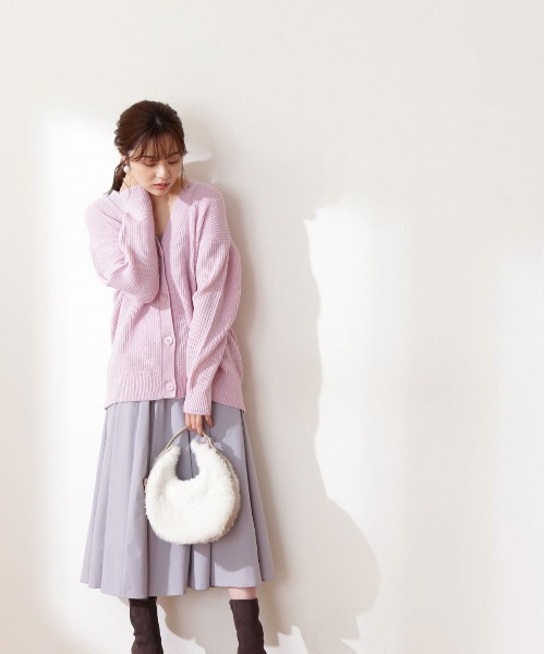 PROPORTION BODY DRESSING（プロポーションボディドレッシング）の「ロング畦カーデ / 1212274001（カーディガン/ボレロ・レディース・ホワイト系その他/グリーン/パープル/ピンク・FREE）」の4枚目の写真