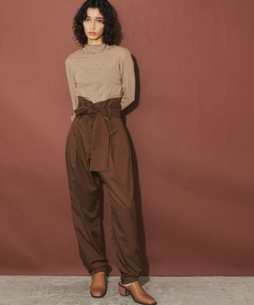 Aunt Marie's（アントマリーズ）の「ハイウエストベルトパンツ（その他パンツ・レディース・ブラウン/グレイッシュベージュ/ブラック・SMALL/FREE）」の8枚目の写真