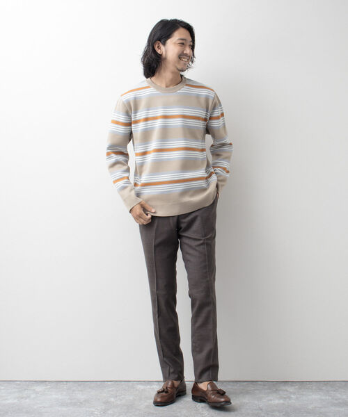 NOLLEY'S goodman(ノーリーズグッドマン)の「ミラノリブ ボーダープルオーバーニット(ニット/セーター・メンズ・グレー/ベージュ/ネイビー・L/S/M)」の7枚目の写真