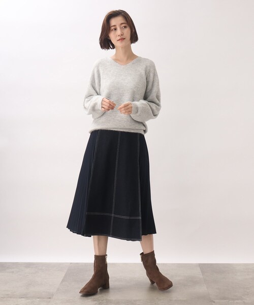 grove(グローブ)の「◆もちっとふっくら華やかラメニット(ニット/セーター・レディース・ライトグレー/アイボリー/グリーン/パープル系・03/02/04/05/01)」の5枚目の写真
