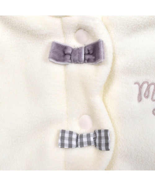 SLAP SLIP BABY（スラップスリップベビー）の「SLAPSLIPBABY/リボンスカラップファー裏ボアマントベビー(50~90cm)（ポンチョ・キッズ・ピンク/オフホワイト・ONESIZE）」の3枚目の写真