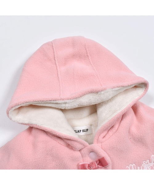 SLAP SLIP BABY（スラップスリップベビー）の「SLAPSLIPBABY/リボンスカラップファー裏ボアマントベビー(50~90cm)（ポンチョ・キッズ・ピンク/オフホワイト・ONESIZE）」の11枚目の写真