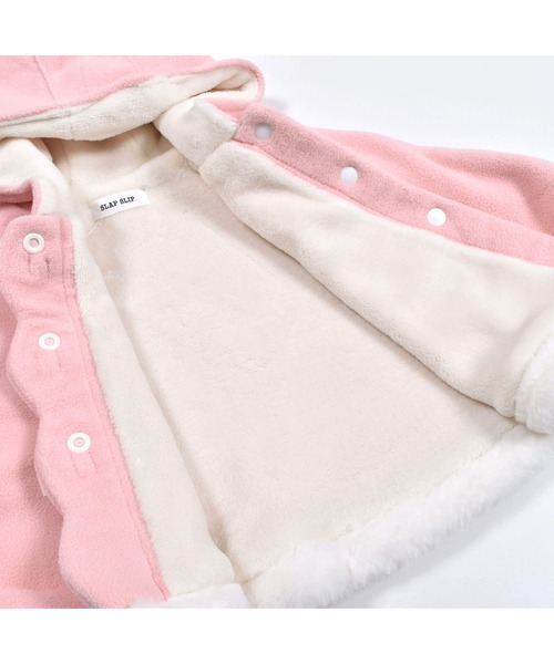 SLAP SLIP BABY（スラップスリップベビー）の「SLAPSLIPBABY/リボンスカラップファー裏ボアマントベビー(50~90cm)（ポンチョ・キッズ・ピンク/オフホワイト・ONESIZE）」の14枚目の写真
