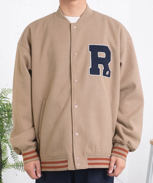 PairPair(ペアペア)の「ワッペン付きオーバーサイズスタジャン(ブルゾン・レディース・ボルドー/ベージュ・LARGE/MEDIUM)」の6枚目の写真