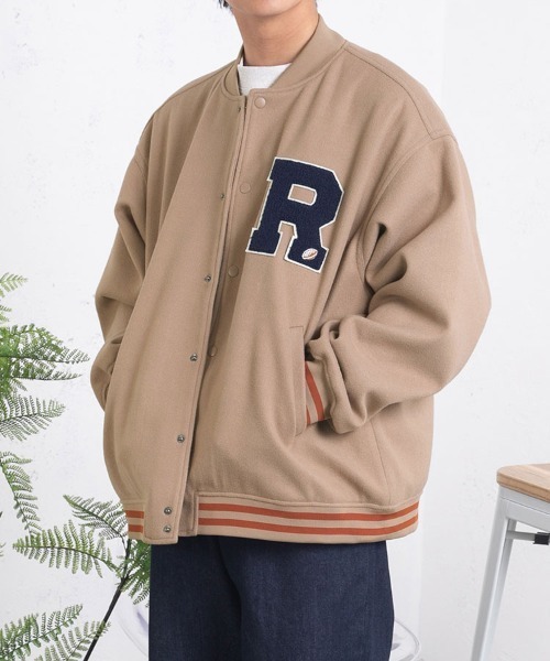 PairPair(ペアペア)の「ワッペン付きオーバーサイズスタジャン(ブルゾン・レディース・ボルドー/ベージュ・LARGE/MEDIUM)」の7枚目の写真