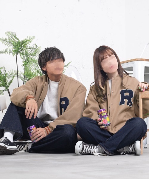 PairPair(ペアペア)の「ワッペン付きオーバーサイズスタジャン(ブルゾン・レディース・ボルドー/ベージュ・LARGE/MEDIUM)」の14枚目の写真