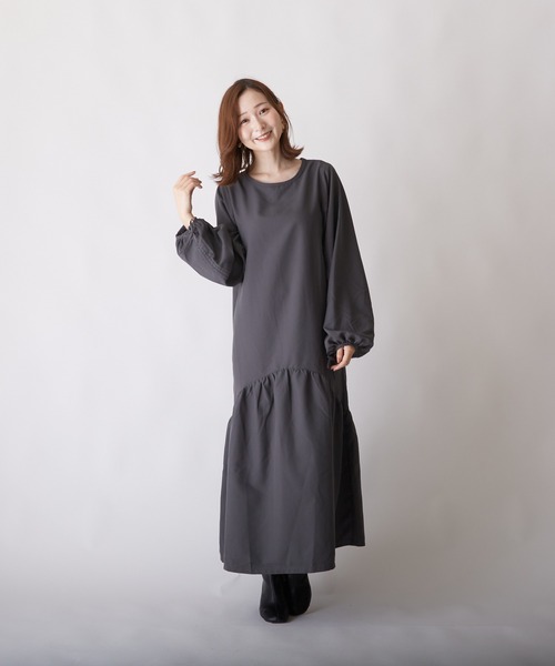 PAPAVER(パパヴェル)の「【papaver】袖ドロストOP(シャツ/ブラウス・レディース・スミクロ/モカ・MEDIUM)」の1枚目の写真