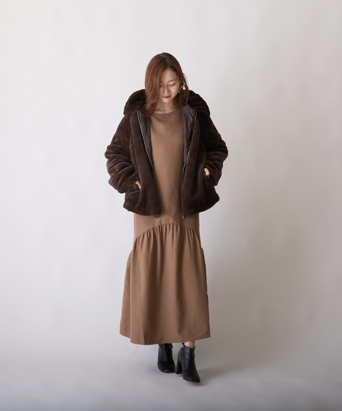 PAPAVER(パパヴェル)の「【papaver】袖ドロストOP(シャツ/ブラウス・レディース・スミクロ/モカ・MEDIUM)」の6枚目の写真