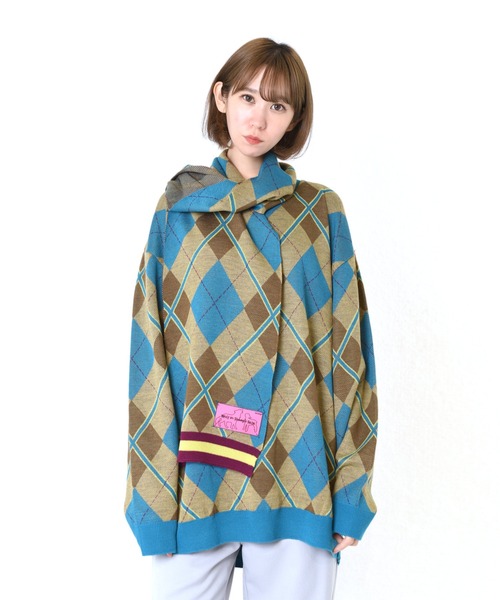 MILKBOY（ミルクボーイ）の「アーガイルマフラー（マフラー・レディース・A/B・FREE）」の6枚目の写真