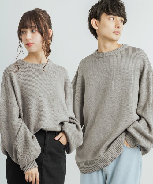 Rocky Monroe(ロッキーモンロー)の「オーバーサイズ クルーネック プルオーバーニットセーター(ニット/セーター・メンズ・マスタード/ベージュ/グリーン/チャコール/ブラック/オフホワイト/グレー/ブラウン・L/XL/M)」の5枚目の写真