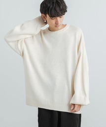 オーバーサイズ クルーネック プルオーバーニットセーター