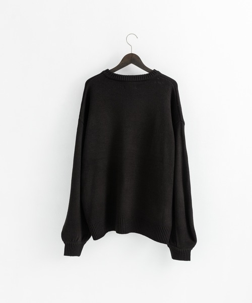 オーバーサイズ クルーネック プルオーバーニットセーター（ニット