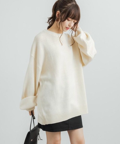Rocky Monroe(ロッキーモンロー)の「オーバーサイズ クルーネック プルオーバーニットセーター(ニット/セーター・メンズ・マスタード/ベージュ/グリーン/チャコール/ブラック/オフホワイト/グレー/ブラウン・L/XL/M)」の9枚目の写真