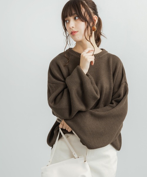 Rocky Monroe(ロッキーモンロー)の「オーバーサイズ クルーネック プルオーバーニットセーター(ニット/セーター・メンズ・マスタード/ベージュ/グリーン/チャコール/ブラック/オフホワイト/グレー/ブラウン・L/XL/M)」の15枚目の写真