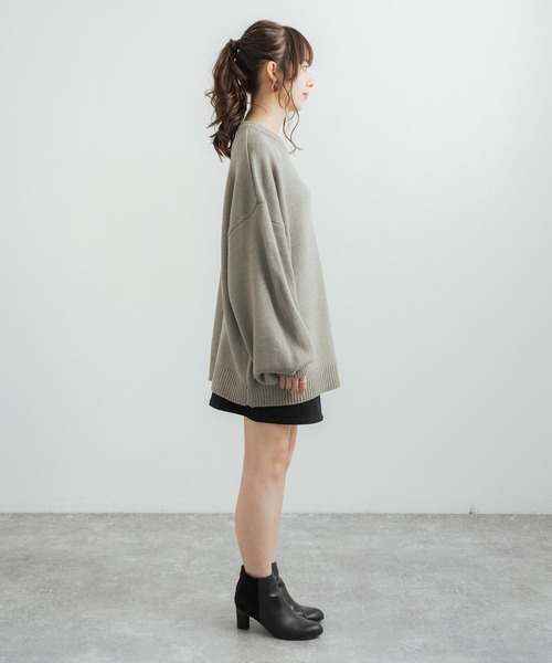 Rocky Monroe(ロッキーモンロー)の「オーバーサイズ クルーネック プルオーバーニットセーター(ニット/セーター・メンズ・マスタード/ベージュ/グリーン/チャコール/ブラック/オフホワイト/グレー/ブラウン・L/XL/M)」の18枚目の写真
