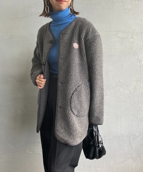 Vincent et Mireille（バンソンエミレイユ）の「[Vincent et Mireille/ヴァンソン エ ミレイユ] ボアフリース ミドル丈カーディガン（ブルゾン・レディース・アイボリー/チャコール・36）」の11枚目の写真