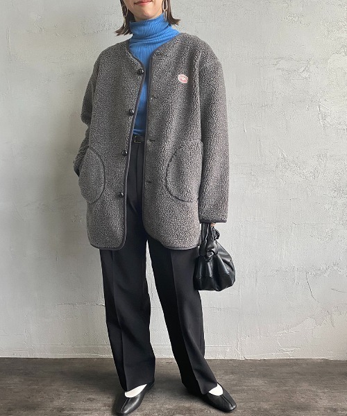 Vincent et Mireille（バンソンエミレイユ）の「[Vincent et Mireille/ヴァンソン エ ミレイユ] ボアフリース ミドル丈カーディガン（ブルゾン・レディース・アイボリー/チャコール・36）」の14枚目の写真