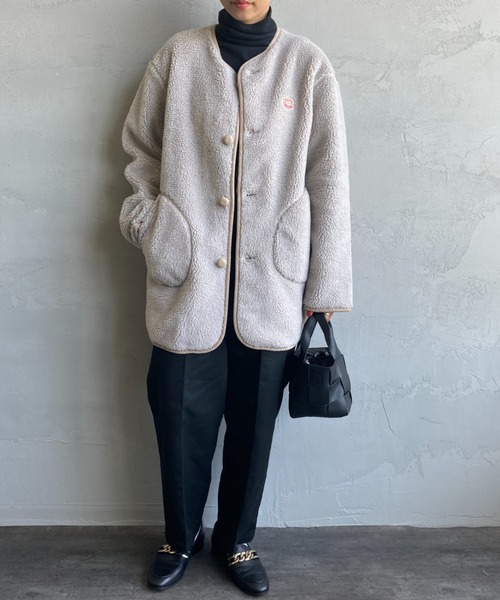 Vincent et Mireille（バンソンエミレイユ）の「[Vincent et Mireille/ヴァンソン エ ミレイユ] ボアフリース ミドル丈カーディガン（ブルゾン・レディース・アイボリー/チャコール・36）」の21枚目の写真