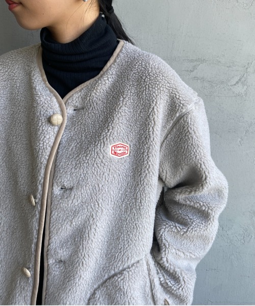 Vincent et Mireille（バンソンエミレイユ）の「[Vincent et Mireille/ヴァンソン エ ミレイユ] ボアフリース ミドル丈カーディガン（ブルゾン・レディース・アイボリー/チャコール・36）」の6枚目の写真