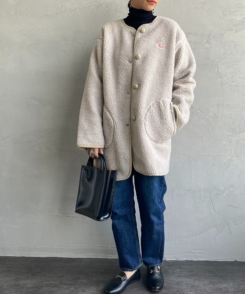 Vincent et Mireille（バンソンエミレイユ）の「[Vincent et Mireille/ヴァンソン エ ミレイユ] ボアフリース ミドル丈カーディガン（ブルゾン・レディース・アイボリー/チャコール・36）」の22枚目の写真