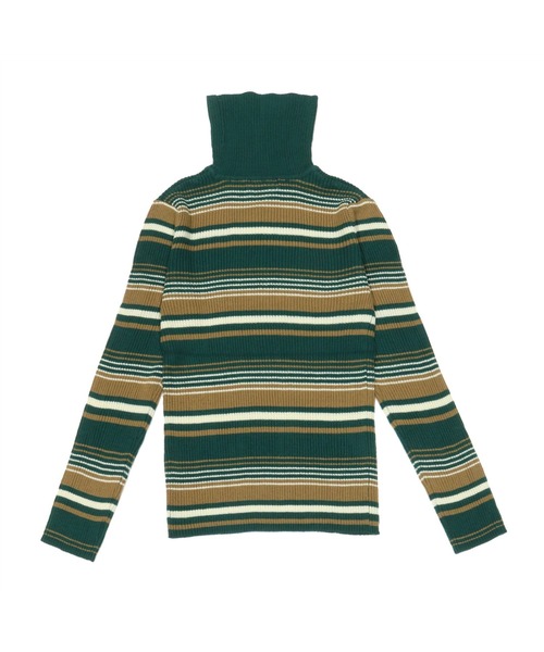 TOKYO SHIRTS(トウキョウシャツ)の「リブタートル ボーダーニットプルオーバー(ニット/セーター・レディース・グリーン/ボルドー・M/L)」の3枚目の写真