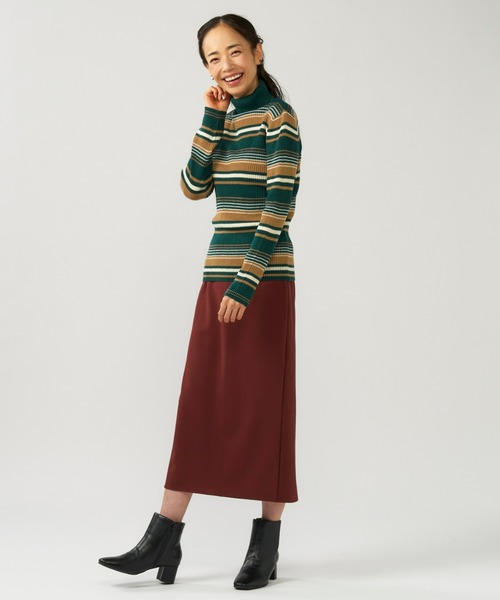 TOKYO SHIRTS(トウキョウシャツ)の「リブタートル ボーダーニットプルオーバー(ニット/セーター・レディース・グリーン/ボルドー・M/L)」の7枚目の写真