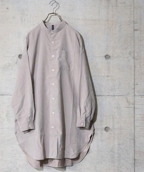 JOHN'S CLOSET(ジョンズクローゼット)の「【i】ポリピーチバンドカラーロングシャツ(シャツ/ブラウス・メンズ・サックスブルー/グレイッシュベージュ/チャコールグレー/ブラック/ホワイト・LARGE/MEDIUM)」の5枚目の写真