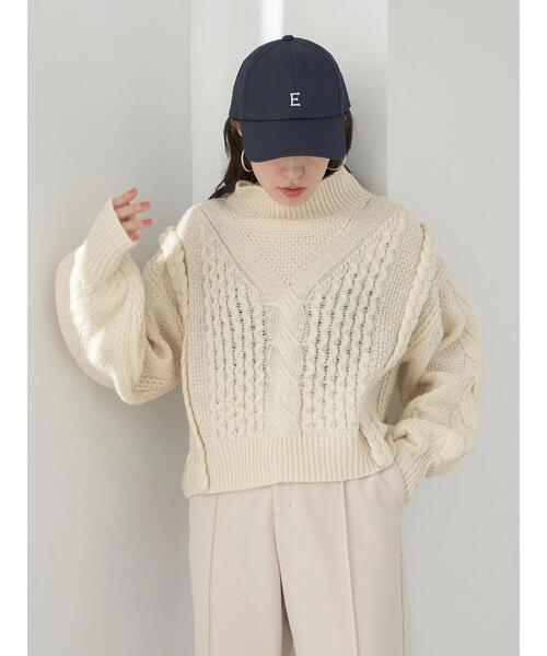 earth music&ecology（アースミュージックアンドエコロジー）の「立体ケーブルニットプルオーバー（ニット/セーター・レディース・アイボリー/マスタード/ネイビー・FREE）」の16枚目の写真