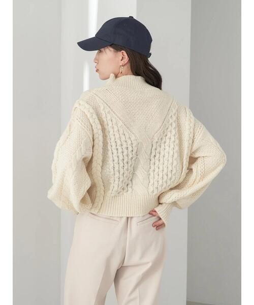 earth music&ecology（アースミュージックアンドエコロジー）の「立体ケーブルニットプルオーバー（ニット/セーター・レディース・アイボリー/マスタード/ネイビー・FREE）」の12枚目の写真