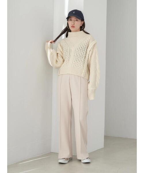 earth music&ecology（アースミュージックアンドエコロジー）の「立体ケーブルニットプルオーバー（ニット/セーター・レディース・アイボリー/マスタード/ネイビー・FREE）」の21枚目の写真